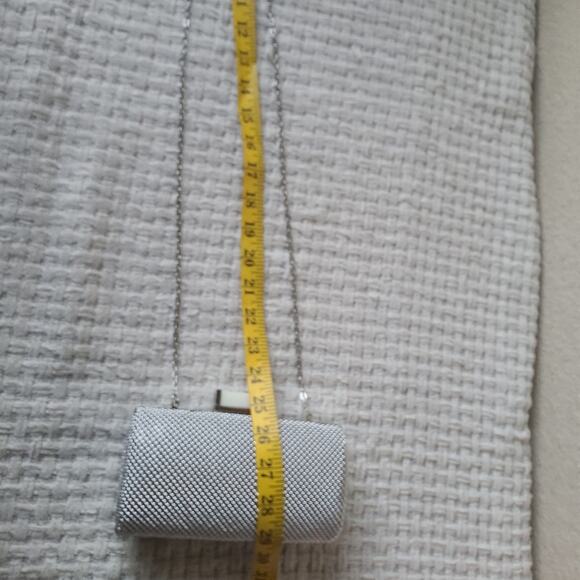 Jessica Mcclintock Clutch Crossbody Platinum Silver Beaded Bag - Picture 5 of 9